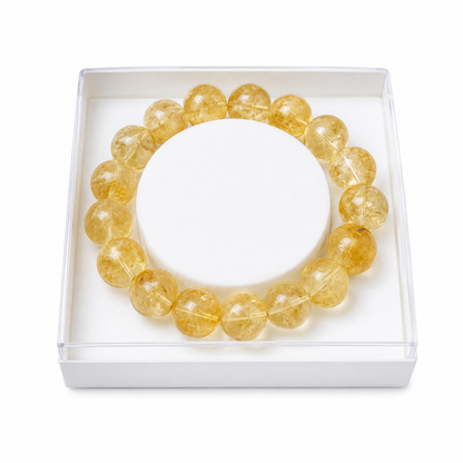 Bracelet Citrine – Pierres Boules 14mm | La Joie en Une Pierre 100% Pierre Naturelle | Fabrication Française Artisanale