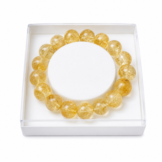 Bracelet Citrine – Pierres Boules 14mm | La Joie en Une Pierre 100% Pierre Naturelle | Fabrication Française Artisanale