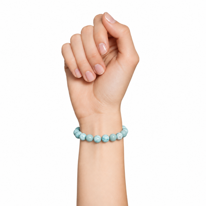 Bracelet Larimar – Pierres Boules 8mm | L’Apaisement en Une Pierre 100% Pierre Naturelle | Fabrication Française