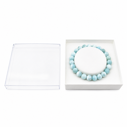Bracelet Larimar – Pierres Boules 8mm | L’Apaisement en Une Pierre 100% Pierre Naturelle | Fabrication Française