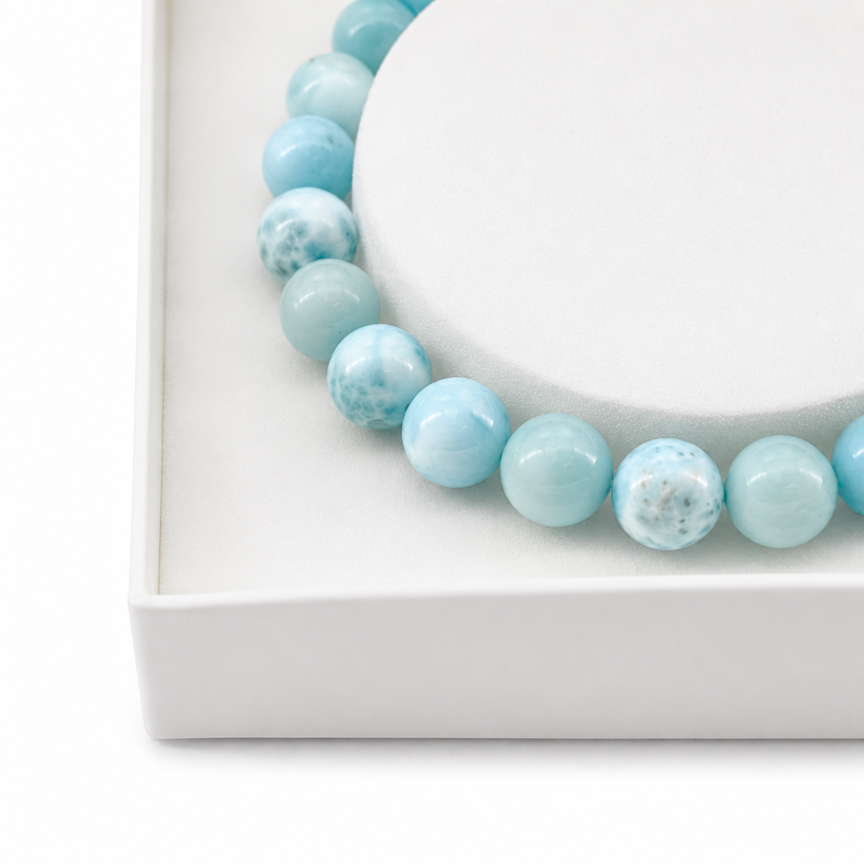 Bracelet Larimar – Pierres Boules 8mm | L’Apaisement en Une Pierre 100% Pierre Naturelle | Fabrication Française