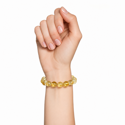 Bracelet Citrine – Pierres Boules 14mm | La Joie en Une Pierre 100% Pierre Naturelle | Fabrication Française Artisanale