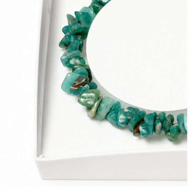 Bracelet Amazonite Baroque 19cm – 100% Pierre Naturelle | Énergie Apaisante | Fabrication Française