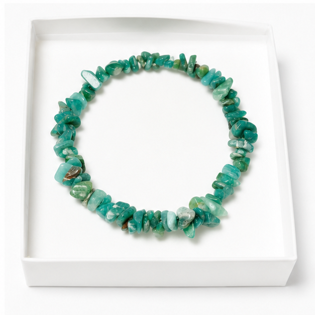 Bracelet Amazonite Baroque 19cm – 100% Pierre Naturelle | Énergie Apaisante | Fabrication Française