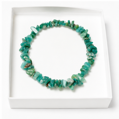 Bracelet Amazonite Baroque 19cm – 100% Pierre Naturelle | Énergie Apaisante | Fabrication Française