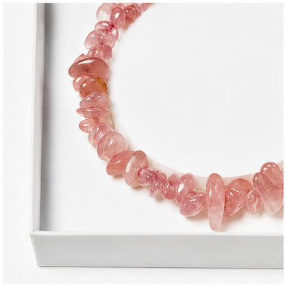 Bracelet Quartz Rose Baroque 19cm – L’Amour en Une Pierre  100% Pierre Naturelle | Fabrication Française