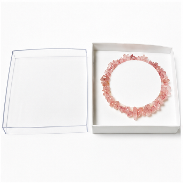 Bracelet Quartz Rose Baroque 19cm – L’Amour en Une Pierre  100% Pierre Naturelle | Fabrication Française | Certificat d’Authenticité Inclus