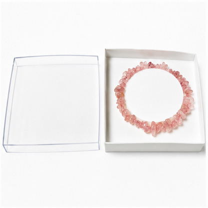 Bracelet Quartz Rose Baroque 19cm – L’Amour en Une Pierre  100% Pierre Naturelle | Fabrication Française