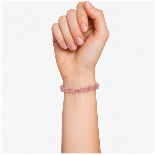 Bracelet Quartz Rose Baroque 19cm – L’Amour en Une Pierre  100% Pierre Naturelle | Fabrication Française | Certificat d’Authenticité Inclus