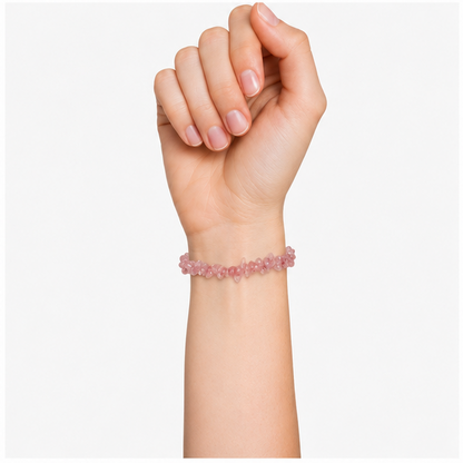 Bracelet Quartz Rose Baroque 19cm – L’Amour en Une Pierre  100% Pierre Naturelle | Fabrication Française