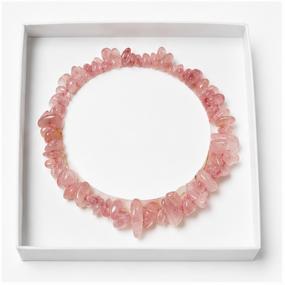 Bracelet Quartz Rose Baroque 19cm – L’Amour en Une Pierre  100% Pierre Naturelle | Fabrication Française